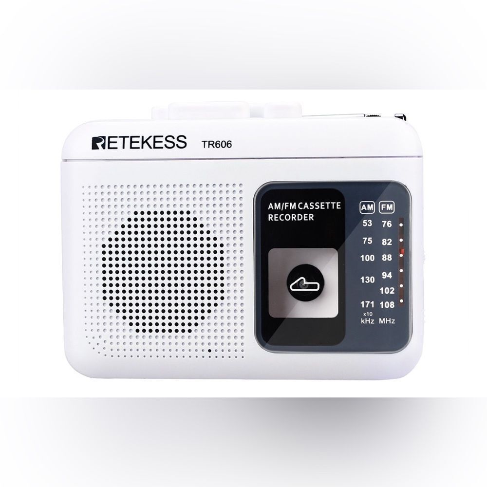 RETEKESS Cassette Player AM FM Portable Radio.  Requires two AA batteries
